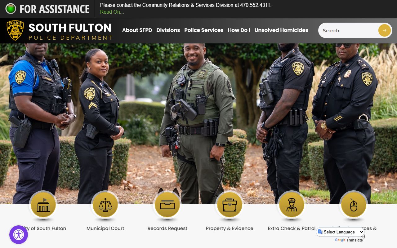 South Fulton Police Department website for booking release information