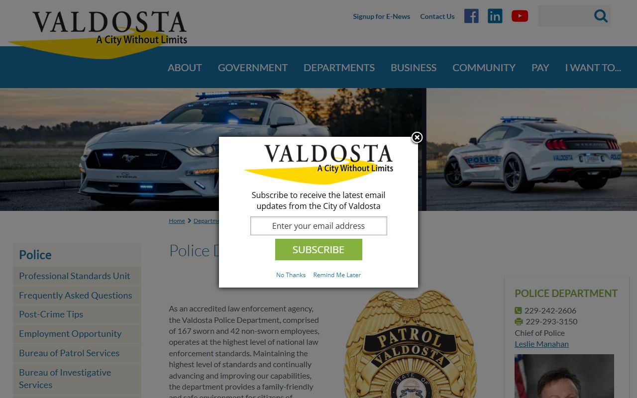 Valdosta booking releases police department