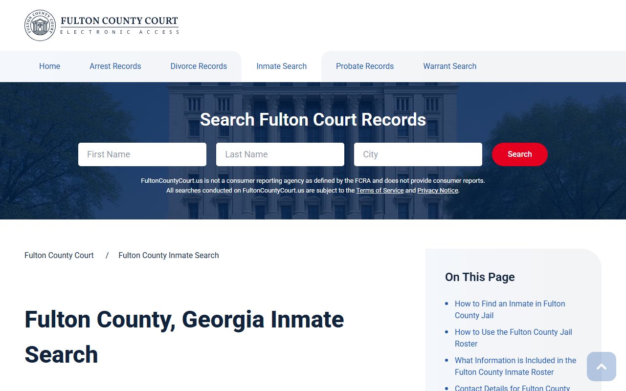 Fulton County inmate search portal for looking up booking releases
