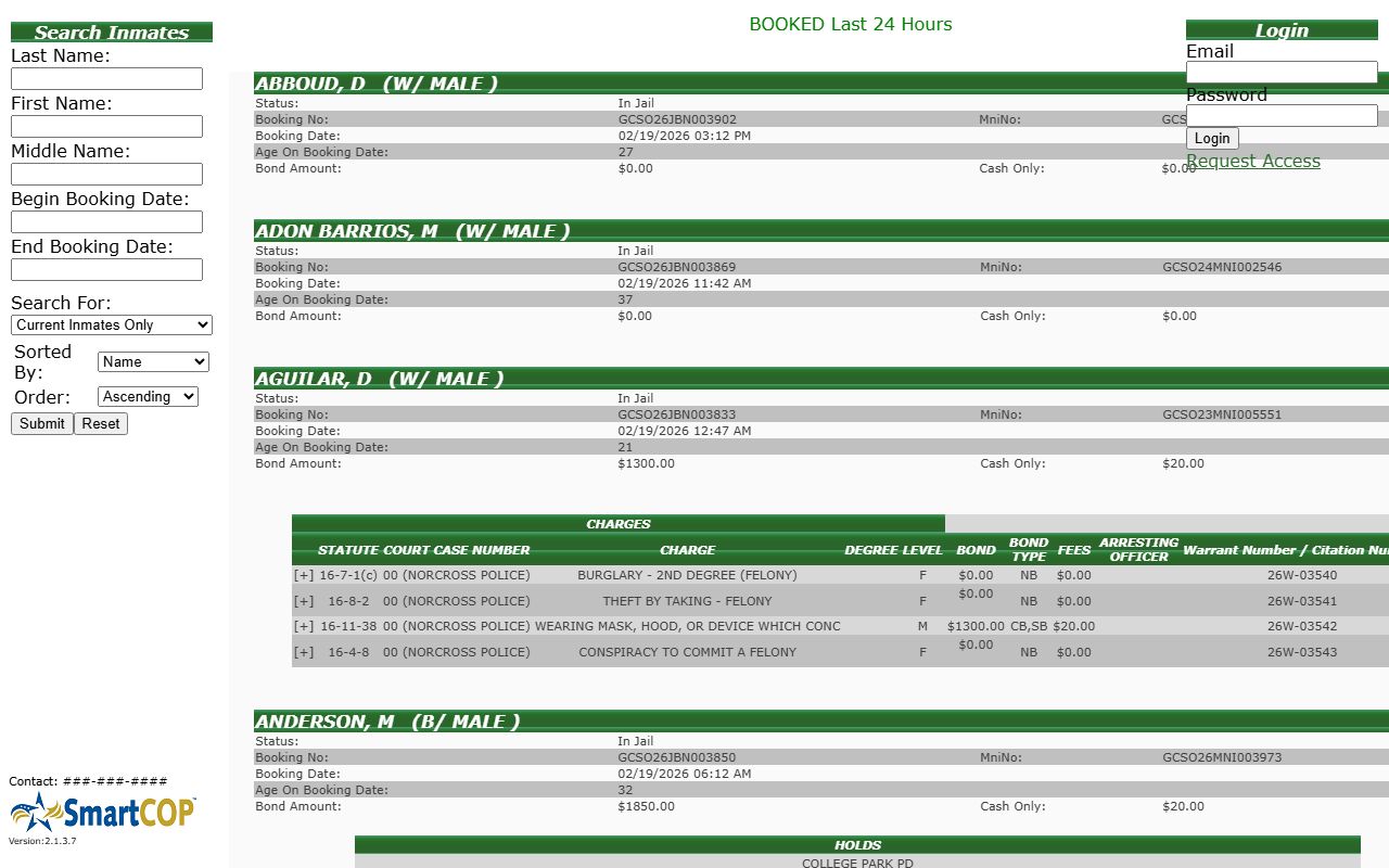 Gwinnett County JAIL View search portal for booking releases