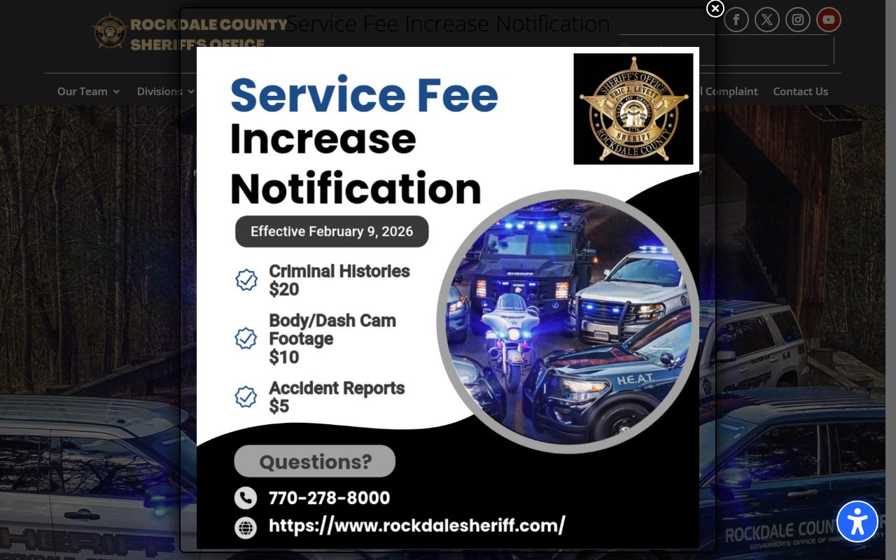 Rockdale County Sheriff's Office website for booking releases and jail records