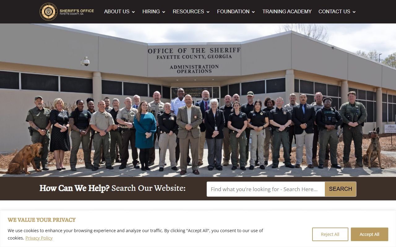 Fayette County Sheriff's Office website for booking releases